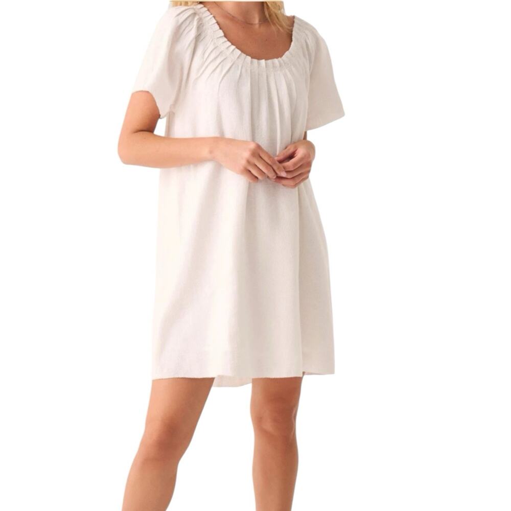 Faherty Annabelle Whisper White Organic Cotton Mini Dress Size XS